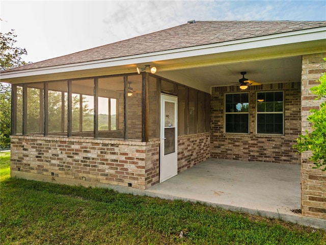 2800 Lomas Rodando Calzada, Kempner, TX 76539 - view of patio with ceiling fan and a sunroom