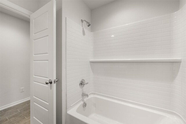 2608 Streamside Dr, Burleson, TX 76028 - bathroom with shower / tub combination and wood finished floors