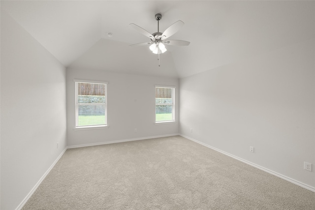2608 Streamside Dr, Burleson, TX 76028 - empty room with vaulted ceiling, light colored carpet, and a ceiling fan