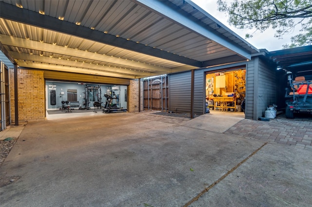 exterior space with an attached carport