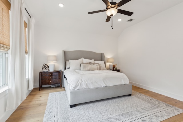 3644 Platte River Trl, Prosper, TX 75078 - bedroom featuring ceiling fan, visible vents, baseboards, light wood-type flooring, and recessed lighting