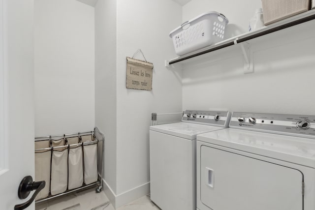 3644 Platte River Trl, Prosper, TX 75078 - washroom featuring marble finish floor, baseboards, laundry area, and washer and clothes dryer