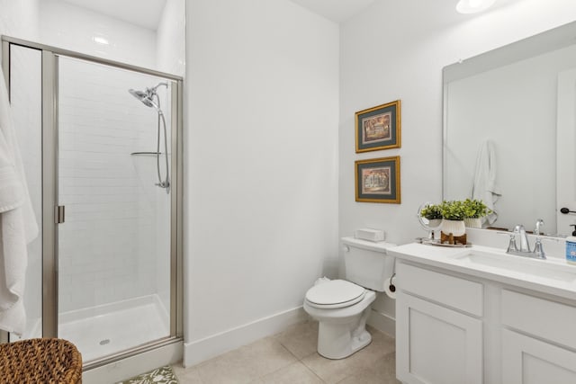 3644 Platte River Trl, Prosper, TX 75078 - full bathroom with a stall shower, toilet, and tile patterned flooring