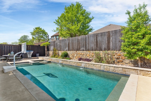 5604 Datewood Ln, Mckinney, TX 75071 - view of pool with a fenced backyard, a jacuzzi, and a patio