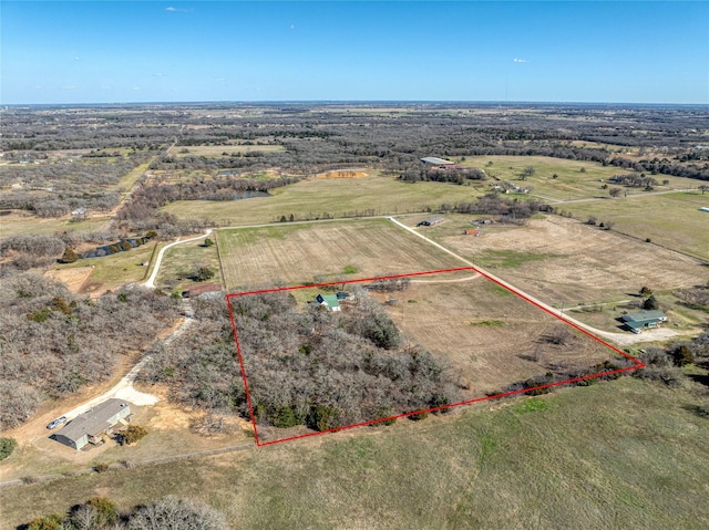 drone / aerial view featuring a rural view