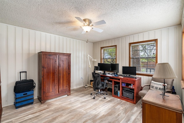 1 Cedar Bend Trl, Lucas, TX 75002 - office space featuring ceiling fan, light wood finished floors, and a textured ceiling