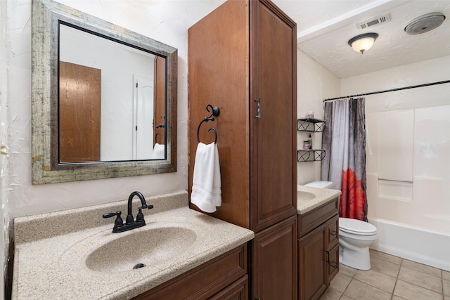 1 Cedar Bend Trl, Lucas, TX 75002 - bathroom featuring toilet, vanity, tile patterned floors, and shower / tub combo