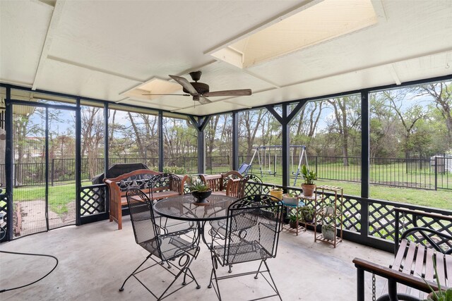 1 Cedar Bend Trl, Lucas, TX 75002 - sunroom with ceiling fan and outdoor dining area