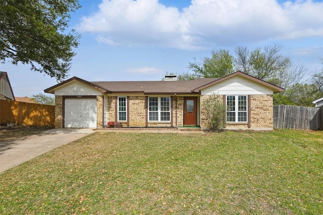 5912 Oregon Trl Ct, Haltom City, TX 76148 - ranch-style home featuring a front lawn, fence, driveway, and an attached garage