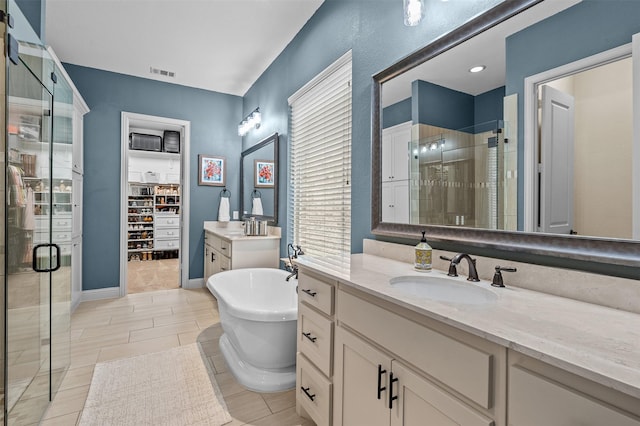 7501 Kickapoo Dr, Mckinney, TX 75070 - bedroom with high vaulted ceiling, baseboards, light carpet, and visible vents