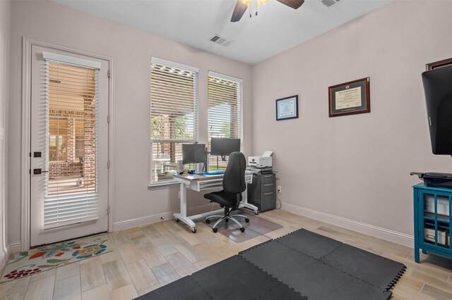 7501 Kickapoo Dr, Mckinney, TX 75070 - office area featuring light wood-style floors, a healthy amount of sunlight, and visible vents
