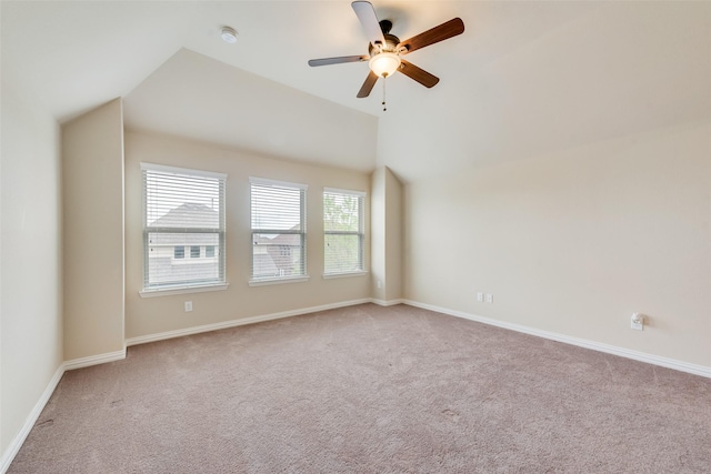9836 Arctic Dr, Frisco, TX 75035 - carpeted spare room featuring ceiling fan, vaulted ceiling, a smoke detector, and baseboards