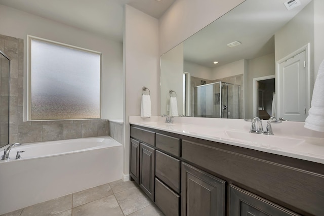 560 Camber St, Saginaw, TX 76131 - bathroom with a sink, visible vents, plenty of natural light, and a stall shower