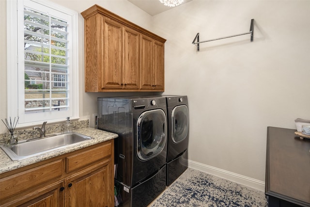1715 San Jacinto Dr, Allen, TX 75013 - laundry area featuring cabinet space, washing machine and clothes dryer, and baseboards