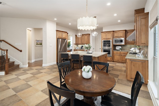 1715 San Jacinto Dr, Allen, TX 75013 - dining room with recessed lighting, stairway, and baseboards