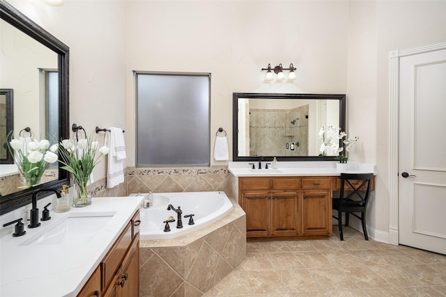 1715 San Jacinto Dr, Allen, TX 75013 - bathroom with a shower stall, a garden tub, and two vanities