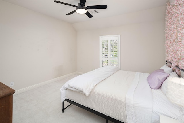 1715 San Jacinto Dr, Allen, TX 75013 - bedroom with carpet flooring, baseboards, lofted ceiling, and a ceiling fan