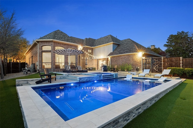 1715 San Jacinto Dr, Allen, TX 75013 - view of pool with a fenced backyard, a patio, and a pool with connected hot tub