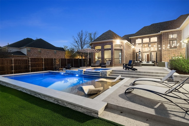 1715 San Jacinto Dr, Allen, TX 75013 - view of pool with french doors, a patio area, and a pool with connected hot tub