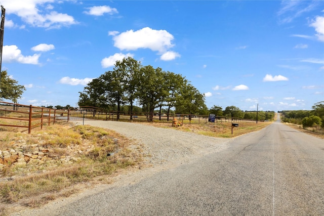 view of road featuring a rural view