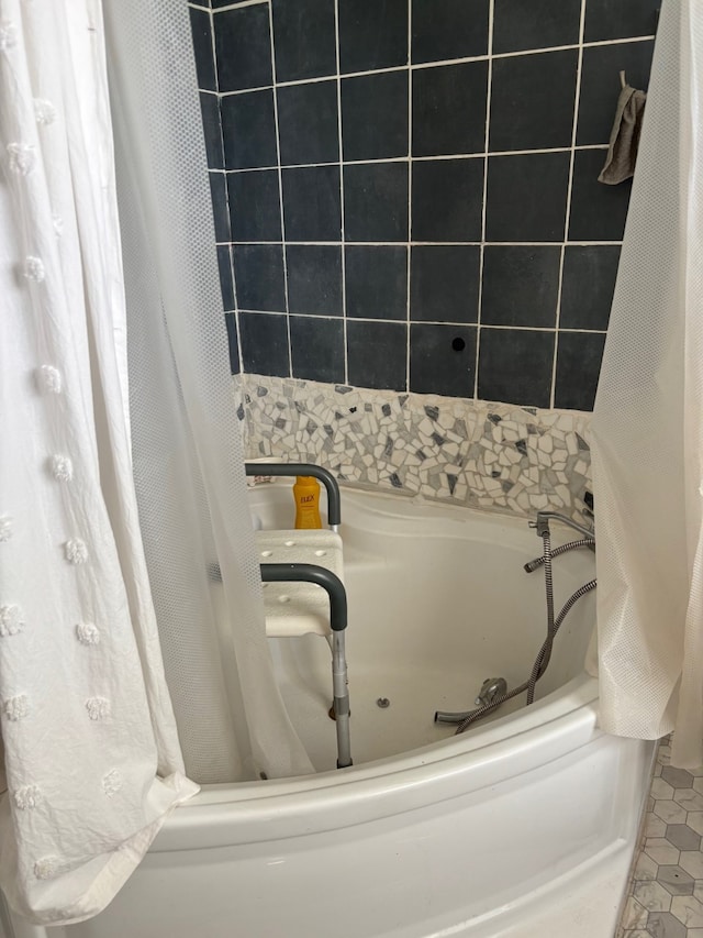 8947 Adams Cir, Cresson, TX 76035 - bathroom featuring tile patterned flooring and shower / bath combo