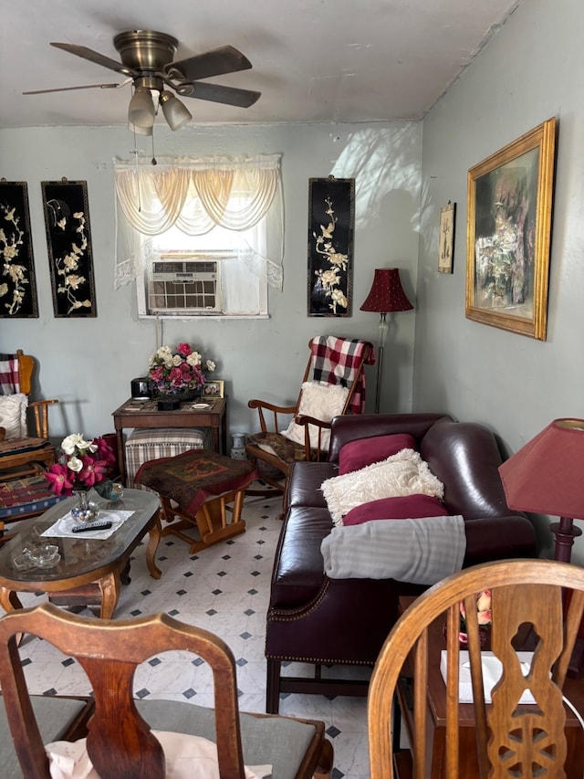 8947 Adams Cir, Cresson, TX 76035 - living room featuring cooling unit and ceiling fan