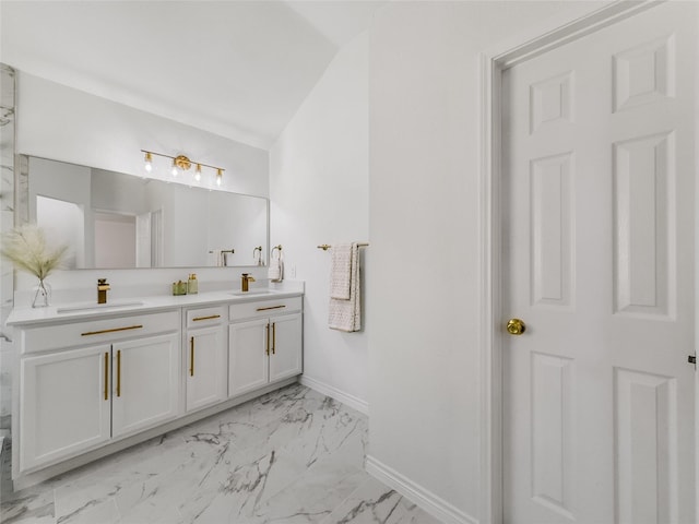 4512 Stepping Stone Dr, Fort Worth, TX 76123 - full bath with baseboards, marble finish floor, a sink, and double vanity