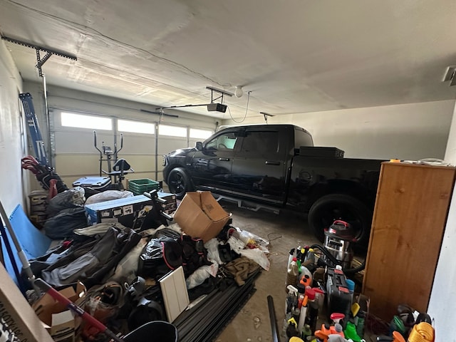 garage with a garage door opener