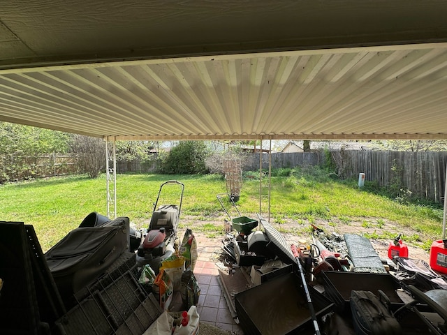 view of yard featuring a fenced backyard