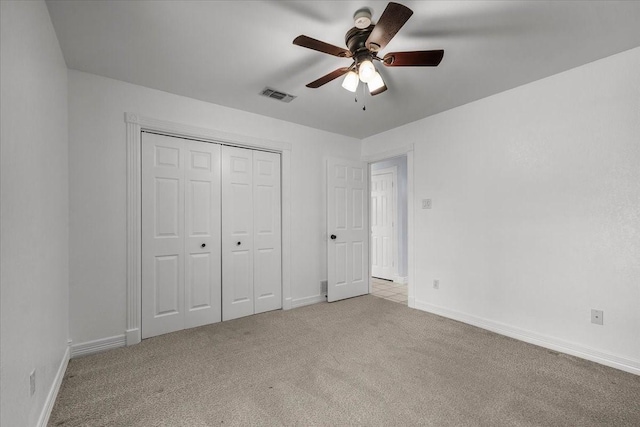 120 Southwinds Dr, Weatherford, TX 76087 - unfurnished bedroom with a closet, a ceiling fan, visible vents, carpet flooring, and baseboards