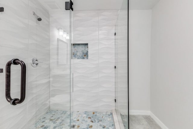 1312 Greenwood Dr, Garland, TX 75041 - full bath with baseboards and a shower stall