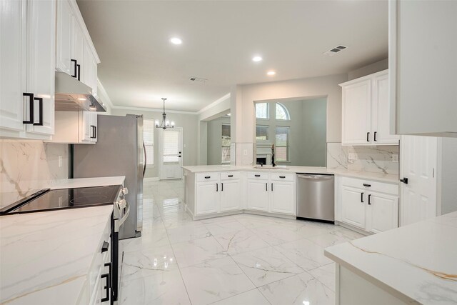 10 Monticello Ct, Mansfield, TX 76063 - kitchen featuring dishwasher, range with electric stovetop, under cabinet range hood, a chandelier, and recessed lighting