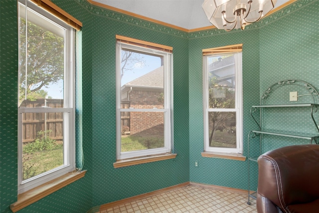 241 Tanbark Cir, Coppell, TX 75019 - tiled dining space with a chandelier and baseboards