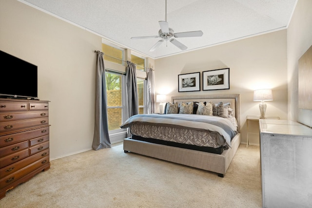 241 Tanbark Cir, Coppell, TX 75019 - carpeted bedroom with ornamental molding, ceiling fan, and baseboards