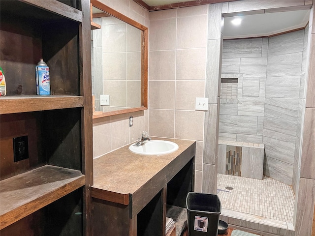 109 Bluebonnet Dr, Whitney, TX 76692 - bathroom with a sink and tile walls