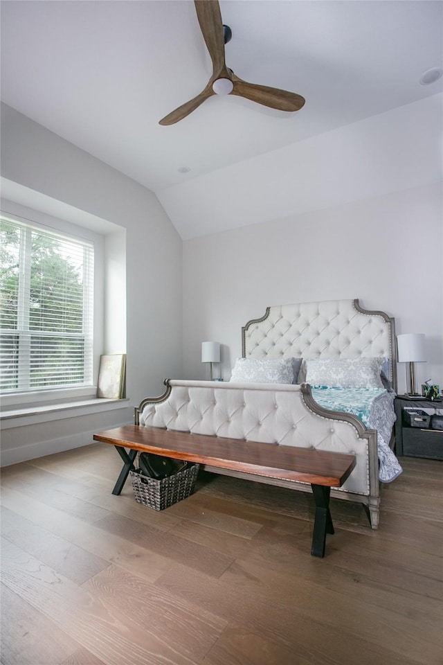 2519 Tamaron Cv, Cedar Hill, TX 75104 - bedroom with lofted ceiling, wood finished floors, and a ceiling fan