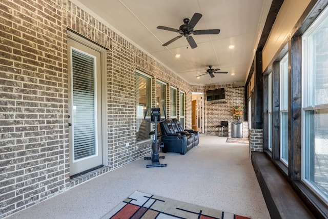 view of patio with a ceiling fan