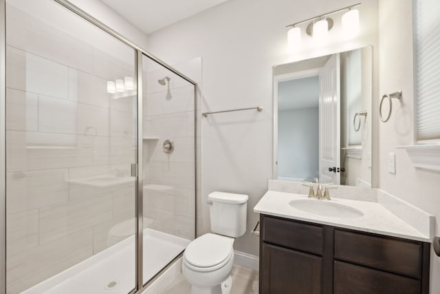 9814 Gristmill Ln, Frisco, TX 75035 - bathroom featuring a shower stall, toilet, and vanity