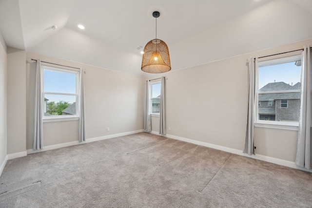 9814 Gristmill Ln, Frisco, TX 75035 - unfurnished room featuring baseboards, vaulted ceiling, and carpet flooring
