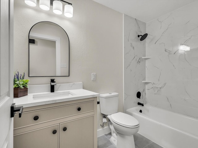 full bath with vanity, shower / bathing tub combination, and toilet