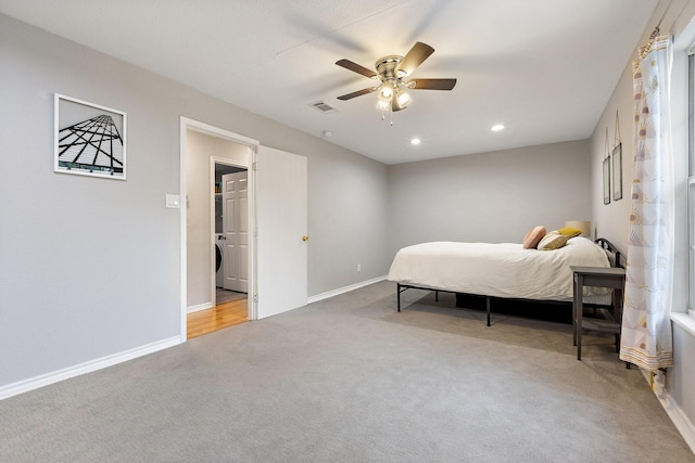 4131 Odessa St, Dallas, TX 75212 - bedroom with baseboards, visible vents, recessed lighting, and carpet flooring