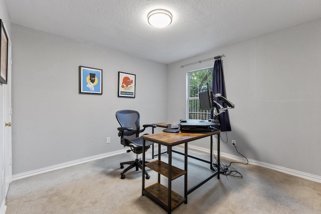 4131 Odessa St, Dallas, TX 75212 - office area with baseboards, light colored carpet, and a textured ceiling