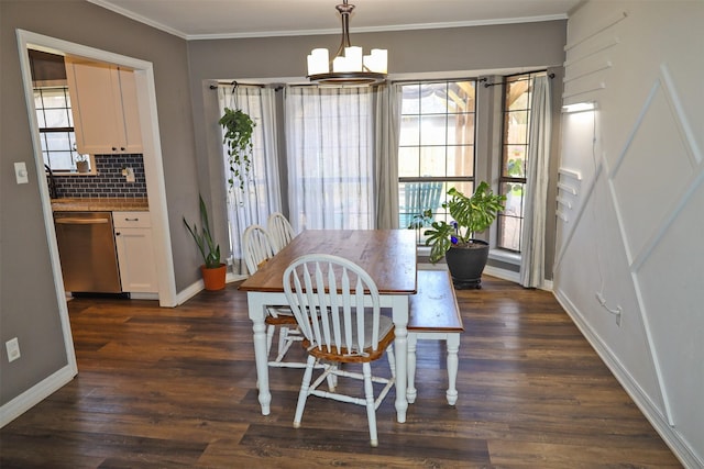 502 Parklane Dr, Bossier City, LA 71111 - dining space with a wealth of natural light, ornamental molding, and dark wood finished floors