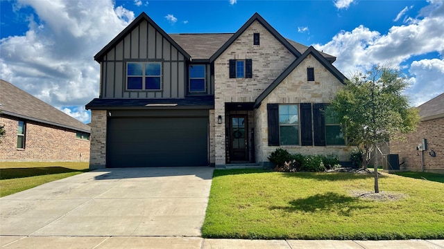 2015 Pacific Ave, Anna, TX 75409 - view of front of property featuring stone siding, a garage, a front lawn, board and batten siding, and driveway