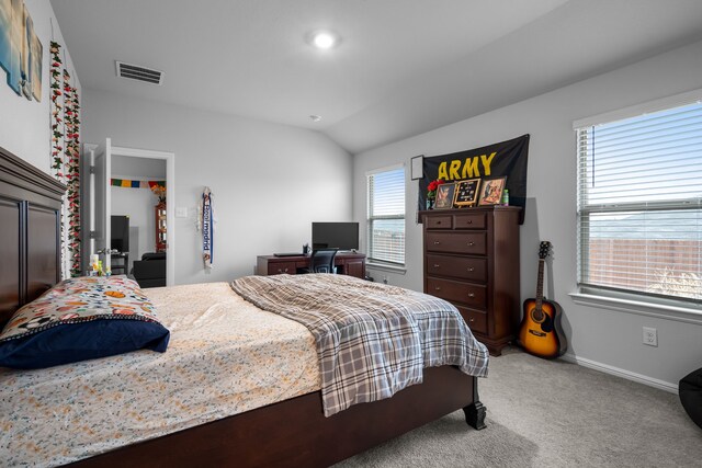 16617 Porterfield Ln, Justin, TX 76247 - carpeted bedroom with vaulted ceiling and baseboards