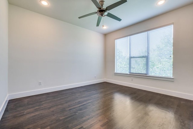3023 Clamath Dr, Dallas, TX 75204 - spare room featuring baseboards, ceiling fan, recessed lighting, and dark wood finished floors