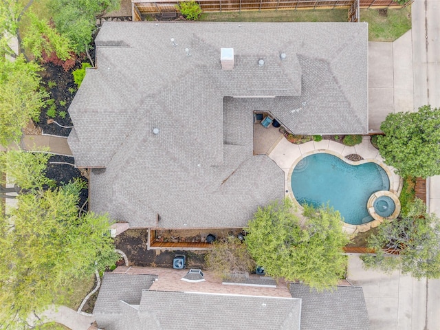 5709 Ridgehaven, Plano, TX 75093 - aerial view of property and surrounding area featuring a pool area