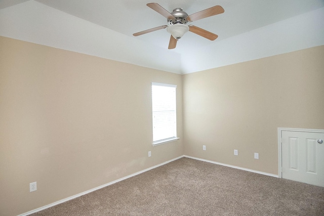 12073 Tyler Dr, Frisco, TX 75035 - empty room with carpet floors, ceiling fan, baseboards, and lofted ceiling