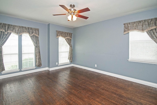 12073 Tyler Dr, Frisco, TX 75035 - spare room featuring a ceiling fan, healthy amount of natural light, baseboards, and wood finished floors