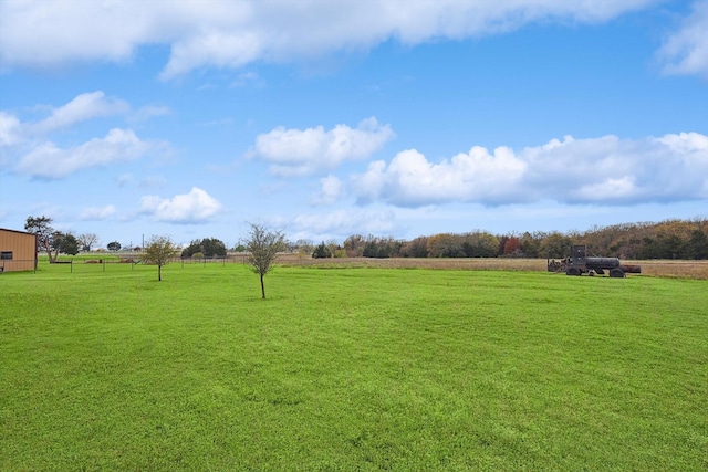 view of yard with a rural view